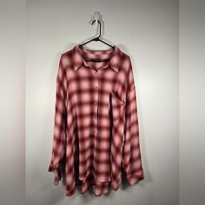 Lane Bryant Red Plaid Button-Up Shirt Women's Size 38/40